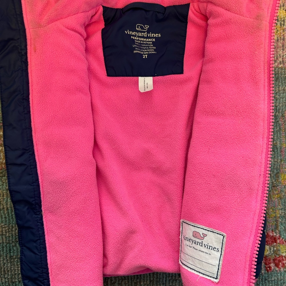 Vineyard Vines Kids Blue and Pink Puffer Vest - Picture 5 of 6